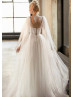 Ivory Sparkly Lace Tulle Stunning Wedding Dress